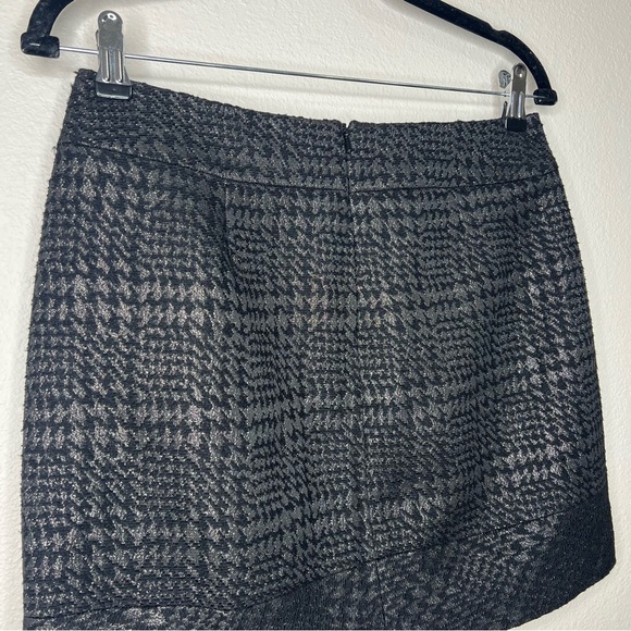Willi Smith Black & Gold Metallic Shimmer Houndstooth Wool Blend Mini Skirt Sz 2 - Picture 6 of 10